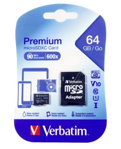 MICRO-SDXC 44084 MEMORIJSKA KARTICA 64GB VERBATIM UHS-1 CLASS-10 UKLJ. ADAPTER