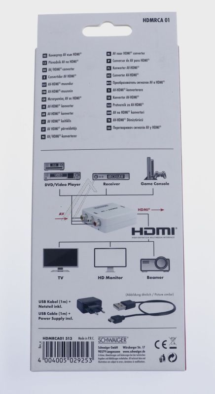 HDMRCA01513 KONVERTER AV AUF HDMI - MIT 3 CINCH    HDMI-BUCHSEN