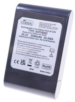 22,2V-2500MAH BAT58002 AKKU ALTERNATIV FÜR DYSON DC34 (TYP B)