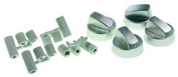 UNIVERSAL KNEBELSET FÜR GASHERDE SILBER/ GRAU