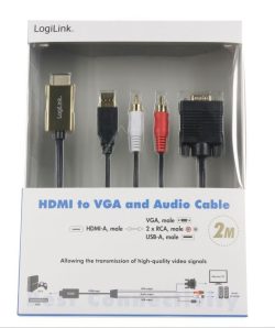 CV0052A HDMI TO VGA WITH AUDIO CABLE,  2M,  BLACK