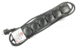 1159970 STECKDOSENVERTEILER IP44 6-FACH OUTDOOR SCHWARZ 2M