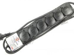 1159970 STECKDOSENVERTEILER IP44 6-FACH OUTDOOR SCHWARZ 2M