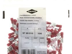 97 99 010 FLACHSTECKHÜLSEN ROT ISOLIERT 4,8 MM STECKERBREITE FÜR 0,5 – 1,0 MM² 100 STÜCK