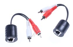 87857 STEREO AUDIO EXTENDER RJ45 BUCHSE ZU 2 X CINCH STECKER CAT.5 BIS 50 M SET 2 STÜCK