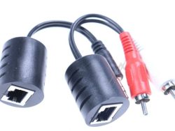 87859 STEREO AUDIO EXTENDER RJ45 BUCHSE ZU 3,5 MM KLINKENSTECKER UND RJ45 BUCHSE ZU 2 X CINCH STECKER CAT.5 BIS 50 M SET 2 STÜ