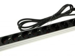 ALU-LINE 19″ 1390007009 STECKDOSENLEISTE FÜR SCHALTSCHRÄNKE 9-FACH,  2M,  OHNE SCHALTE