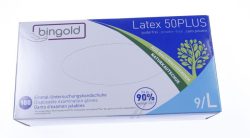 604219 EINWEGHANDSCHUHE LATEX 50PLUS,  PUDERFREI,  GR. 9/ L,  NATUR,  100 STÜCK