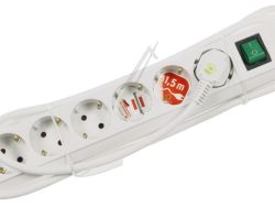 ECO-LINE 1159520015 PRODUŽNI KABL 6 RUPA,  BELI 1,5M