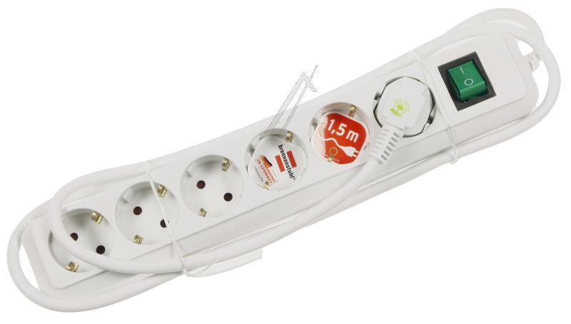 ECO-LINE 1159520015 PRODUŽNI KABL 6 RUPA,  BELI 1,5M