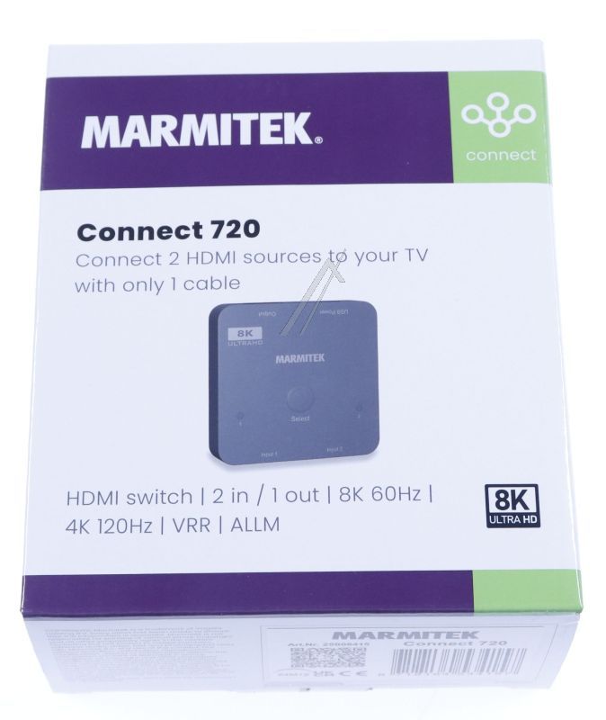 CONNECT 720 25008415 HDMI SWITCH 8K 60HZ - 4K 120HZ - 2 EINGÄNGE /  1 AUSGANG