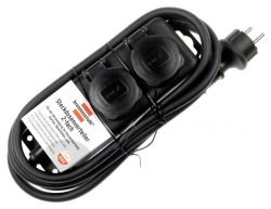 1159930 STECKDOSENVERTEILER IP44 2-FACH OUTDOOR SCHWARZ 2M