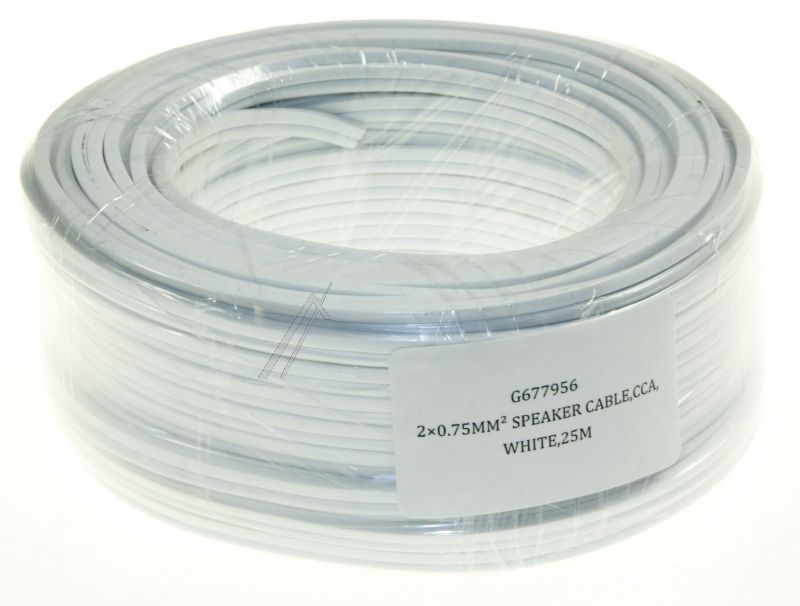 2X0,75MM² LAUTSPRECHERKABEL WEISS,  CCA (KUPFER/ ALUMINIUM),  25M