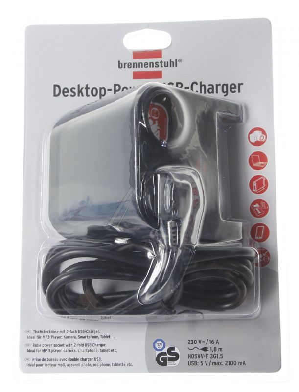 1153500222 DESKTOP-POWER USB-CHARGER MIT 2X USB-2.0-LADER 2100MA 2-FACH