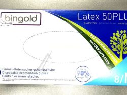604218 EINWEGHANDSCHUHE LATEX 50PLUS,  PUDERFREI,  GR. 8/ M,  NATUR,  100 STÜCK