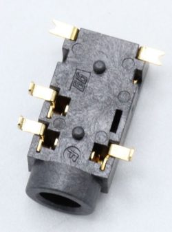 3722-003056 JACK-PHONE,1P/ 6C, AU, BLK, SMD-A
