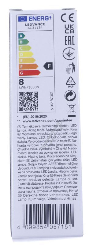 AC31134051K LEDSTICK60 8W P STICK 60 FR 8 W,  E27