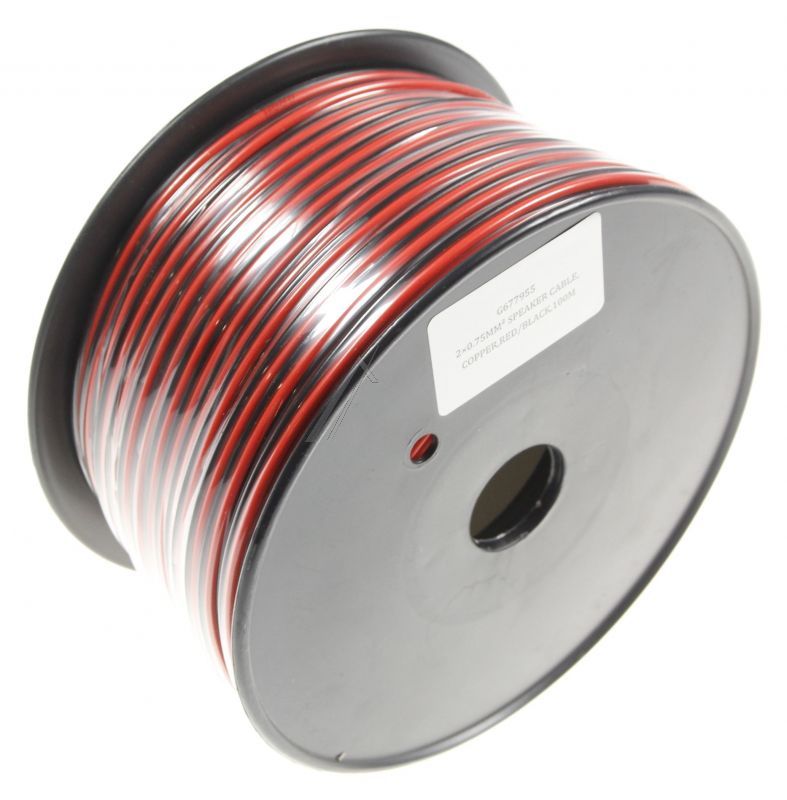 2X0,75MM² LAUTSPRECHERKABEL ROT/ SCHWARZ,  CU (KUPFER),  100M