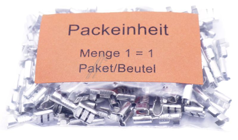 F503630012 FLACHSTECKHÜLSE 6,3MM X 0,8MM 100 STÜCK FÜR 1,5 - 2,5MM² MESSING-VERZINKT