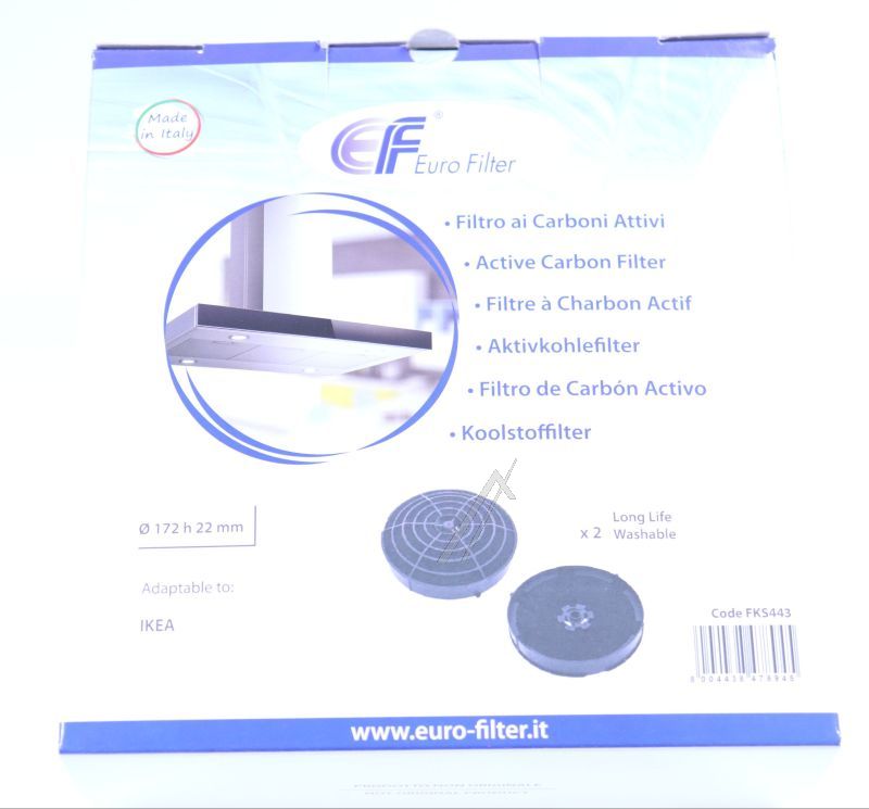 KOHLEFILTER LONGLIFE 2 STÜCK ALTERNATIV FÜR ELICA /  IKEA CFC0162221 WASCHBAR