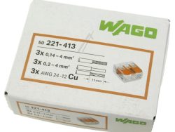WAGO COMPACT 221-413 KOMPAKTNI PRIKLJUČNI TERMINAL 50 KOMADA ZA 3-PROVODNIKA DO 4MM²