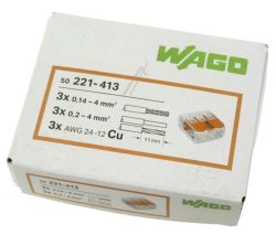WAGO COMPACT 221-413 KOMPAKTNI PRIKLJUČNI TERMINAL 50 KOMADA ZA 3-PROVODNIKA DO 4MM²