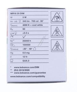 LED MR163536 DI LED MR16 DIM P 5W 940 GU5.3