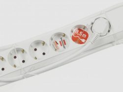 ECO-LINE 1159420015 PRODUŽNI KABL 6 RUPA,  BELI,  1,5 M BEZ PREKIDAČA