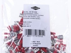 97 99 020 FLACHSTECKHÜLSEN ROT ISOLIERT 6,3 MM STECKERBREITE FÜR 0,5 – 1,0 MM² 100 STÜCK