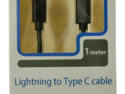 LIGHTNING – USB-C KABAL ZA PUNJENJE/ PRENOS PODATAKA 1M,  CRNI,  SA MFI LICENCOM