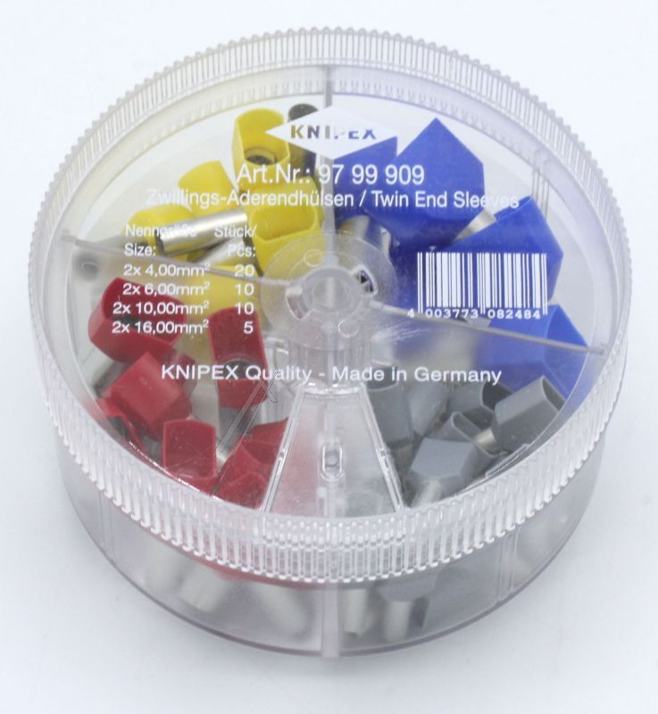 97 99 909 ADERENDHÜLSEN-SORTIMENT 2X4,0 - 2X16MM² ISOLIERT 45STÜCK