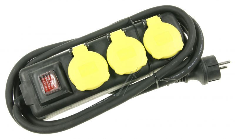 ES3 B20 IP44 39607 OUTDOOR STECKDOSENLEISTE 3FACH MIT SCHALTER,  SCHWARZ