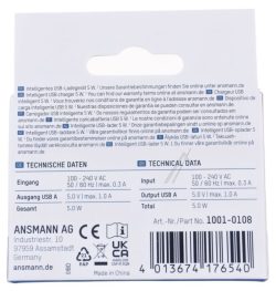 HOME CHARGER HC105 1001-0108 USB LADEGERÄT /  NETZTEIL MIT 1 USB ANSCHLUSS 1A,  5W