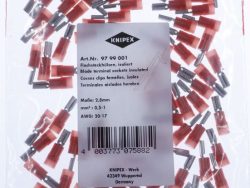 97 99 001 FLACHSTECKHÜLSEN ROT ISOLIERT 2,8 MM STECKERBREITE FÜR 0,5 – 1,0 MM² 100 STÜCK