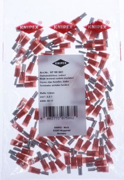 97 99 001 FLACHSTECKHÜLSEN ROT ISOLIERT 2,8 MM STECKERBREITE FÜR 0,5 - 1,0 MM² 100 STÜCK