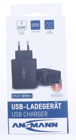 HOME CHARGER HC430 1001-0107 MULTIPORT USB PUNJAČ SA 4 USB PORTA,  30W,  CRNI