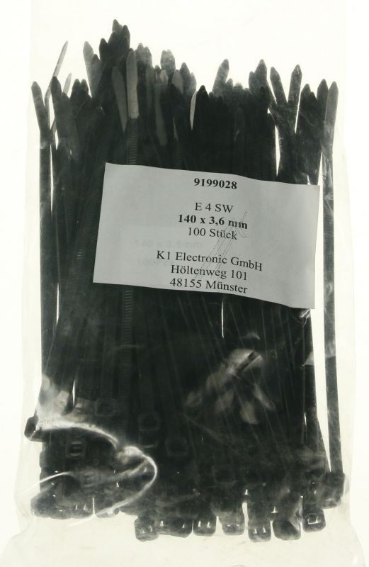 E 4 SW KABELBINDER SCHWARZ,  140 X 3,6 MM,  100 STÜCK.
