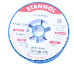HS1010-0250-PB SN60PB40 520448 LÖTDRAHT 1,5MM 250G - LOT FLUX KRISTALL 505