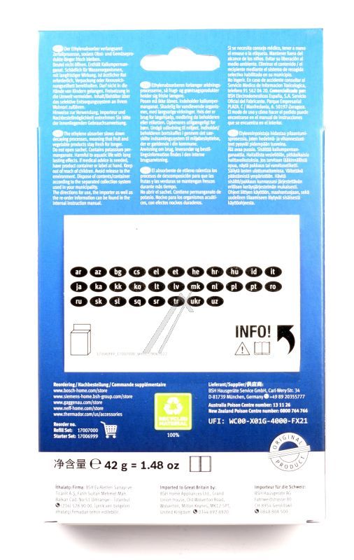 17006999 KEEP-FRESH BOX SET STARTER-KIT: ETHYLENE SCAVENGER FOR REFRIGERATION