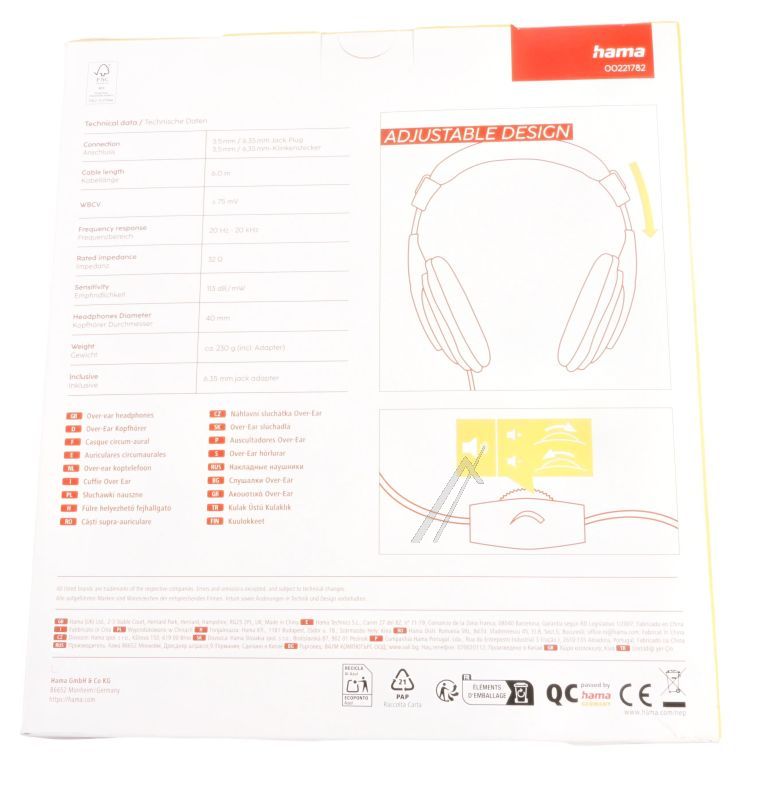 00221782 TV-HEADSET "SHELLTV II", OHRUMSCHLIESSEND, EINSEITIG, LANGES KABEL (6M), SCHWARZ