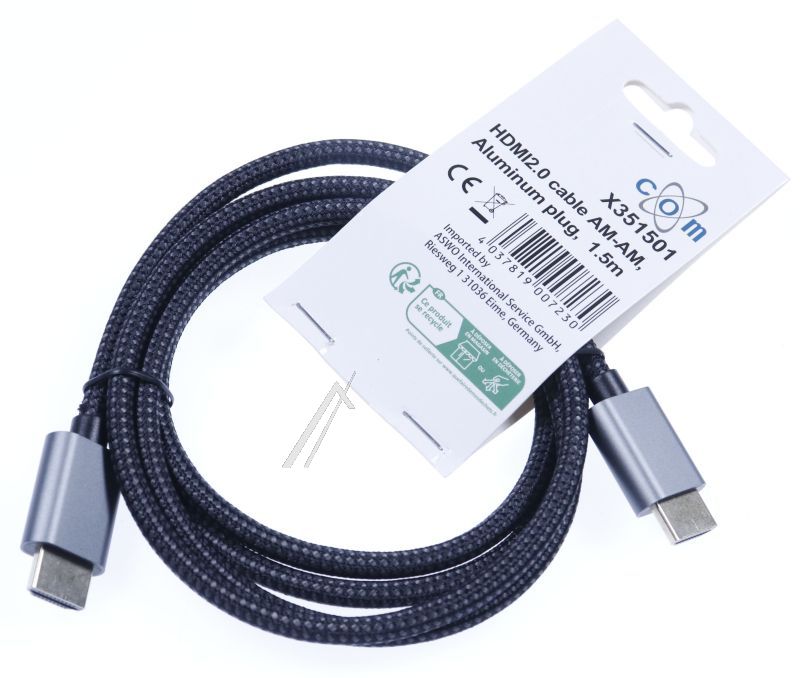 HDMI KABL SA ALUMINIJUMSKIM KONEKTOROM I PAMUČNIM OPLETENOM, 4K*2K@60HZ, 1,5M