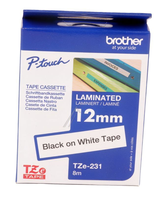 TZE-231 SCHRIFTBANDKASSETTE SCHWARZ AUF WEISS 12MM 8M