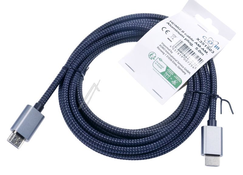HDMI KABL SA ALUMINIJUMSKIM KONEKTOROM I PAMUČNOM PRESVLAKOM, 4K*2K@60HZ, 5M