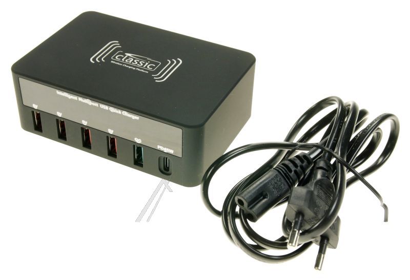 PSE50321 EU 100W MULTIPORT USB-LADEGERÄT MIT USB-A, USB-C PD, QUICKCHARGE, QI-CHARGE