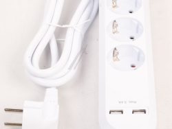 381.801 SMART 3-FACH STECKDOSENLEISTE MIT SCHALTER, 2X USB-A 15W MAX., WEISS