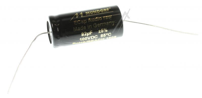 82UF-100V ECAP100-82 AUDIO-ELKO AXIAL 85° 18X39MM BIPOLAR RAU