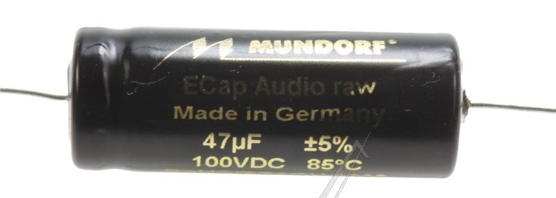 47UF-100V ECAP100-47 AUDIO-ELKO AXIAL 85° 14X37MM BIPOLAR RAU