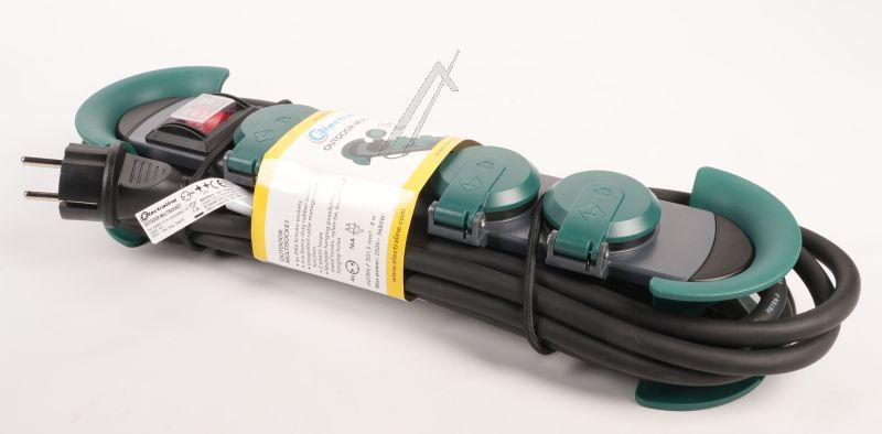 500.200 HOOK OUTDOOR 4-FACH STECKDOSENLEISTE 4M SCHWARZ/ GRÜN IP44