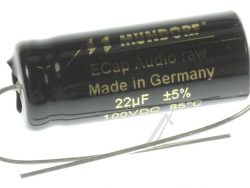 22UF-100V ECAP100-22 AUDIO-ELKO AXIAL 85° 12X30MM BIPOLAR RAU