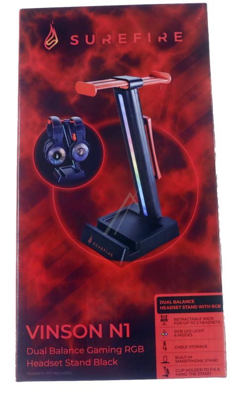 48845 VINSON N1 DUAL BALANCE GAMING RGB HEADSET STAND SCHWARZ